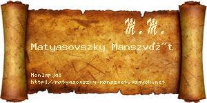 Matyasovszky Manszvét névjegykártya